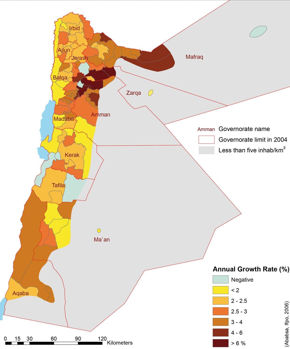 ramani ya Jordan idadi ya watu