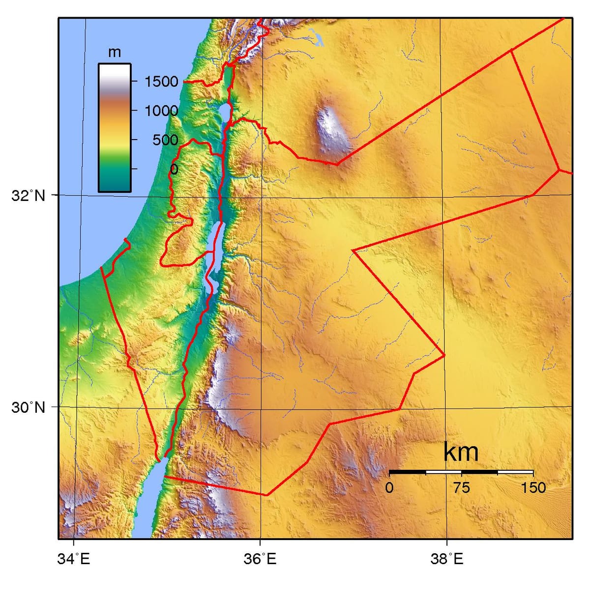 ramani ya Jordan mwinuko